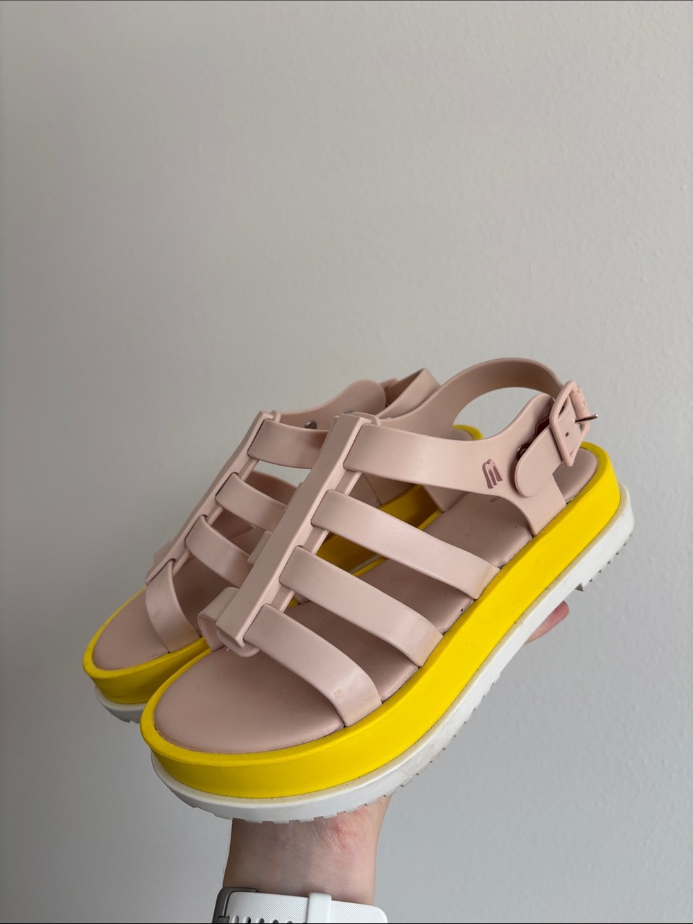 Melissa Flox III in yellow pink jelly fisherman sandals platform SZ 36 / US 5 - Picture 7 of 10